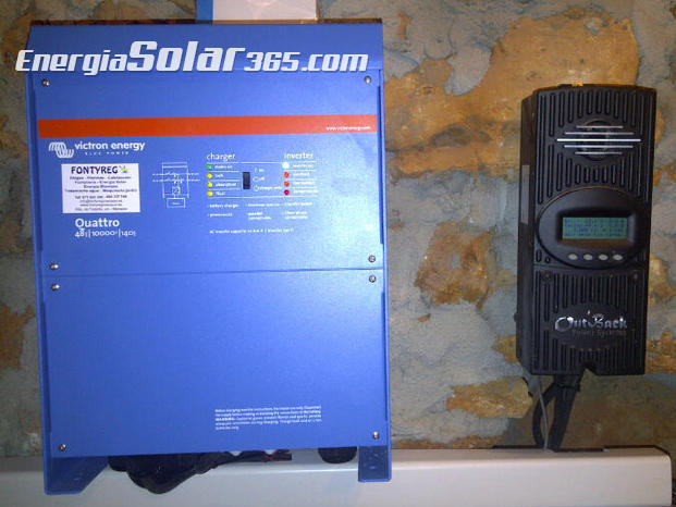 Instalación solar fotovoltaica, con inversor cargador 10.000w 48v y regulador maximizador