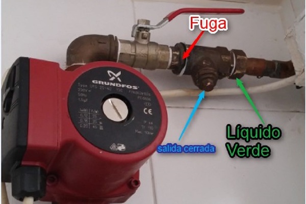 Fuga liquido verde instalación ACS